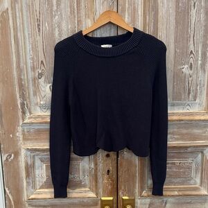 Aritzia Navy Ribbed Knit Sweater